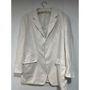 Inserch 100% Linen Blazer Jacket Cream Off White 3 Button Mens 46L